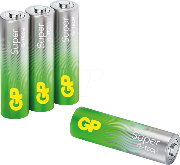 Batterie Alcaline Stilo AA 1.5V GP Super (LR6) – Confezione 4 Pezzi