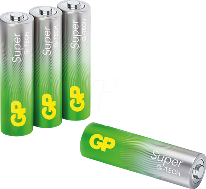 Batterie Alcaline Stilo AA 1.5V GP Super (LR6) – Confezione 4 Pezzi