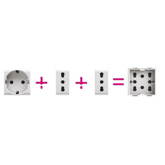 Presa Polivalente 4Box "Side" 2 Moduli compatibile Bticino Living International - Antracite