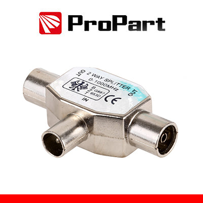 Splitter TV Coassiale a T - 1 Presa / 2 Spine - In Ottone Nichelato Alta Qualità