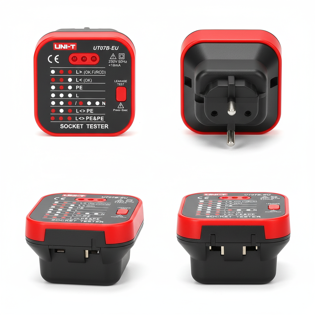 TESTER prova salvavita  UNI-T-UT07B-EU | Mod. UT07  Tester per prese di rete schuko 230V con verifica salvavita