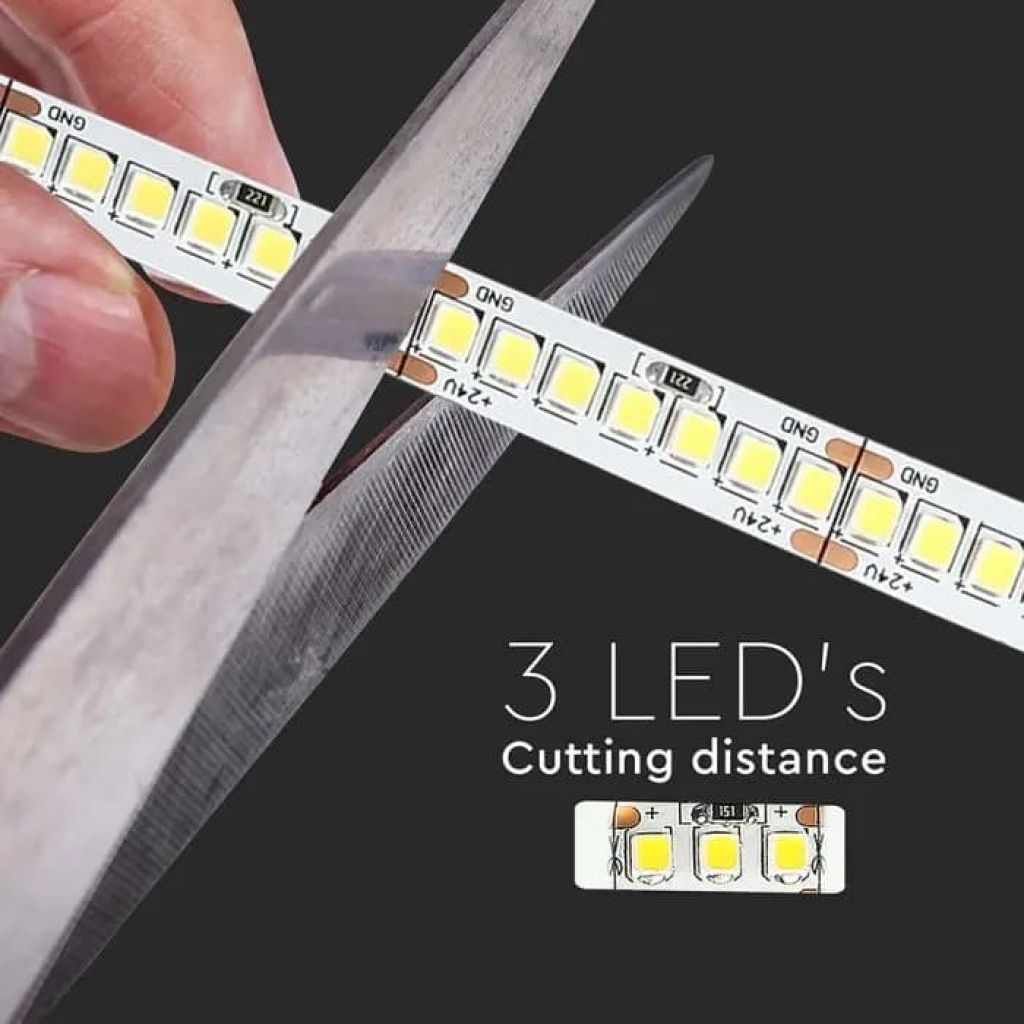 5MT SKU 212600 VT-2835 238 V-TAC Strip LED SMD2835 18W/m 5m 238 LED/m 135LM/W 24V 4000K IP20 10mm