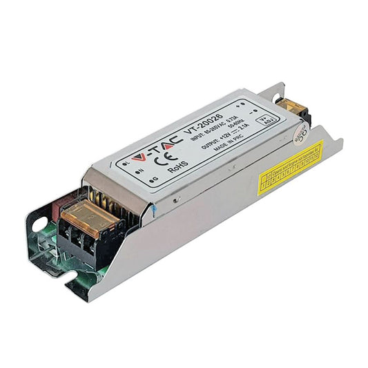 V-TAC VT-20026 Alimentatore in Metallo SLIM  25W 12V 2,1A IP20 - SKU 3228