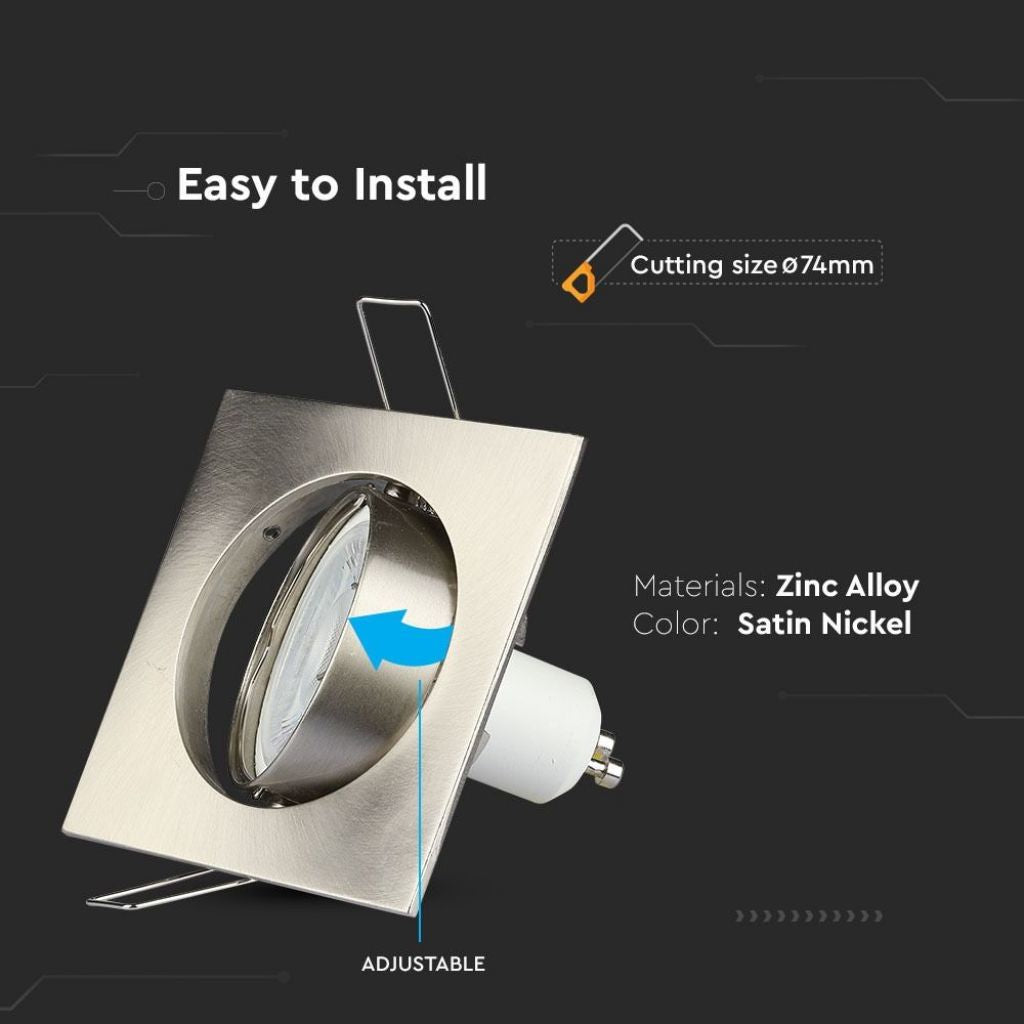 Portafaretto LED Da Incasso Quadrato - Per Faretto GU10 E GU5.3 (MR16) - Colore Bronzo, Orientabile - Dimensioni 82x82x22 Mm - Foto 8