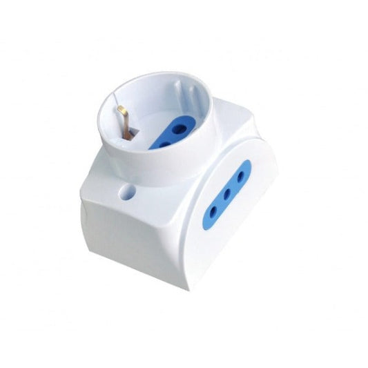 TECHLY 104738 Presa da Muro con 2 Prese Italiane 2P+T e 1 Schuko 16A Bianco salvaspazio