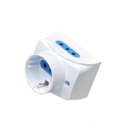 TECHLY 104738 Presa da Muro con 2 Prese Italiane 2P+T e 1 Schuko 16A Bianco salvaspazio