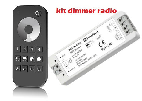 KIT RADIO DIMMER NR 1 TELECOMANDO 4 ZONE NR 1 DIMMER 5/36 VOLT 8A